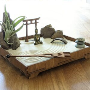 Zengarten DIY Kit mit Torii, Brücke und Harke aus Holz - nachhaltig und umweltfreundlich – Bild 7