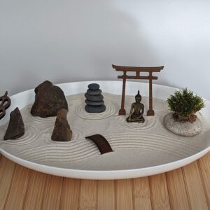 Großer Zen-Garten aus weißem Opalglas mit vielen Zen-Deko-Elementen nachhaltig & umweltfreundlich – Bild 6