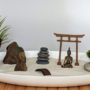 Großer Zen-Garten aus weißem Opalglas mit vielen Zen-Deko-Elementen nachhaltig & umweltfreundlich – Bild 7