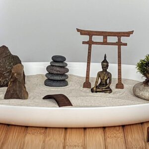 Großer Zen-Garten aus weißem Opalglas mit vielen Zen-Deko-Elementen nachhaltig & umweltfreundlich – Bild 9