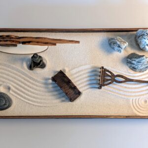Design Zengarten Set -handmade- mit Bonsai, Brücke und Harke aus FSC-Holz, Entspannung & Meditation, prima Geschenk - Idee – Bild 9
