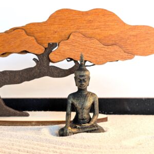 Design Zengarten Set -handmade- mit Bonsai, Brücke und Harke aus FSC-Holz, Entspannung & Meditation, prima Geschenk - Idee – Bild 5