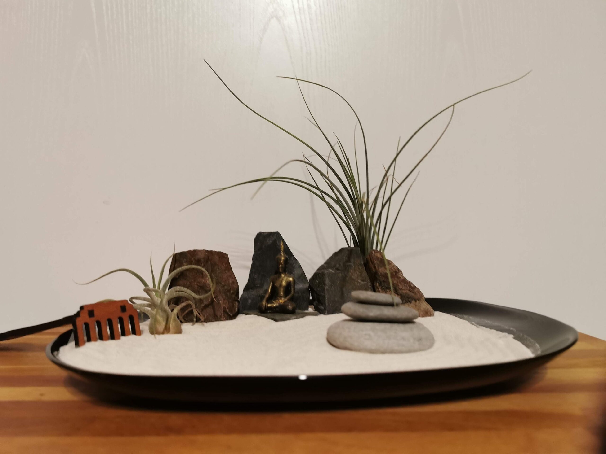 Zen-Garten Set mit Buddha & Tillandsien – handgefertigtes Achtsamkeits- und Meditations-Set aus Opalglas (DIY Kit, nachhaltiges Geschenk) – Bild 2