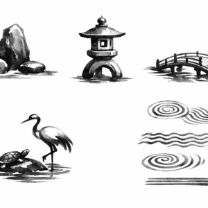 Elemente eines Zen-Gartens