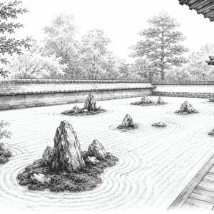 Steinkonstellationen in einme japanischen Zen-Garten